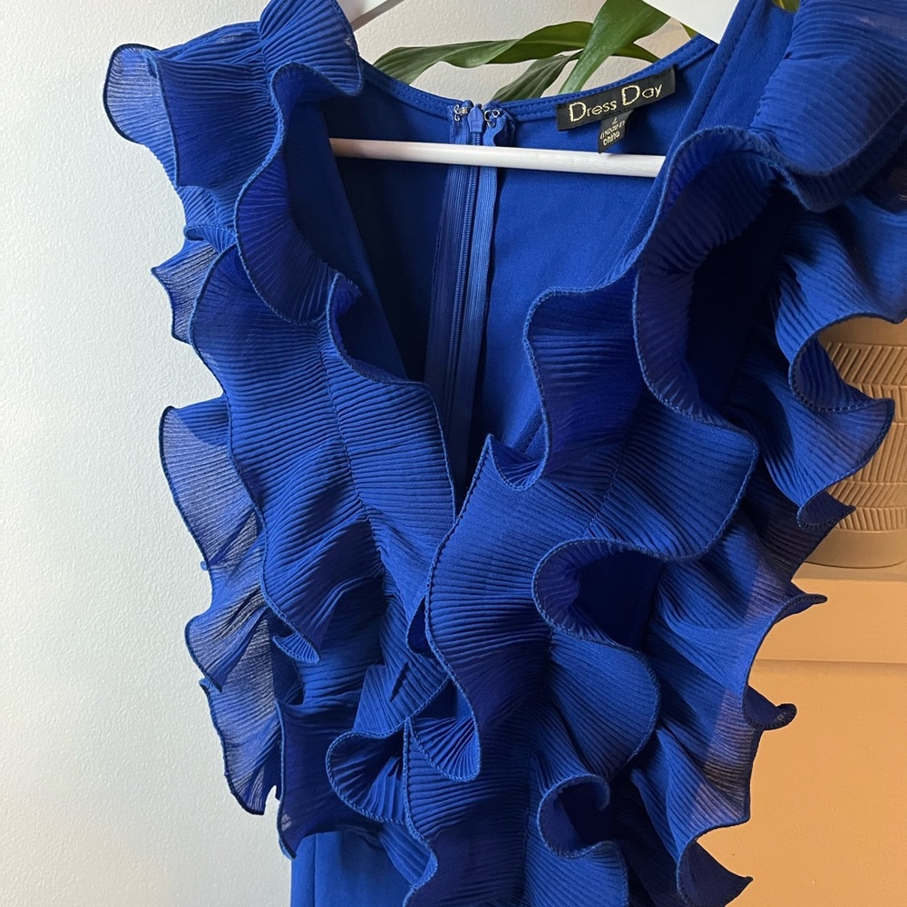 Blue ruffled jumpsuit